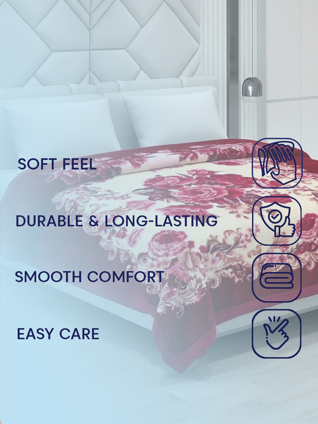 Floral Print Double Bed 2 Ply 750 GSM Blanket for Winter (Super Star), Weight 4 kg