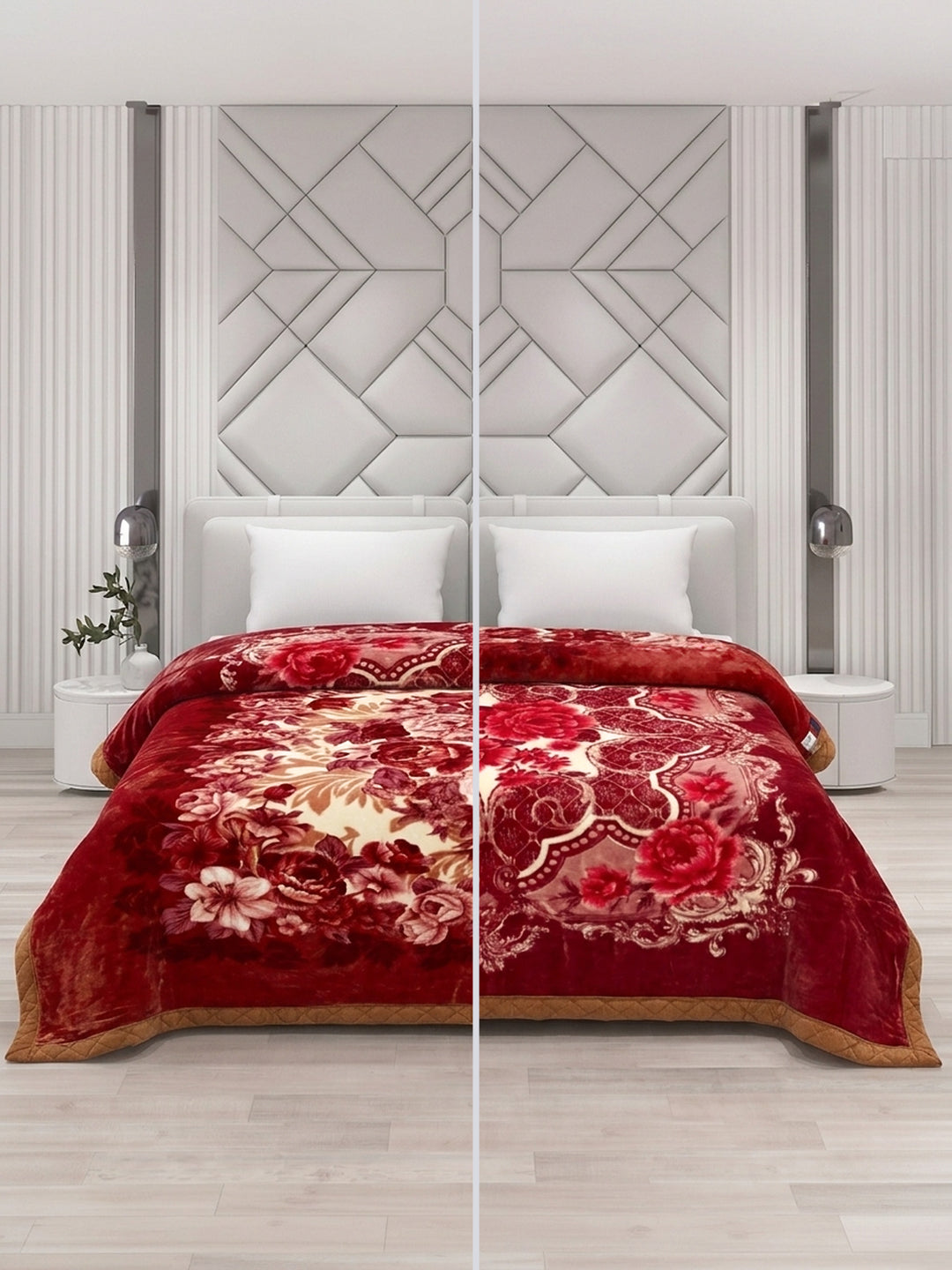 Floral Print Double Bed 2 Ply 750 GSM Blanket for Winter (Super Star), Weight 4 kg
