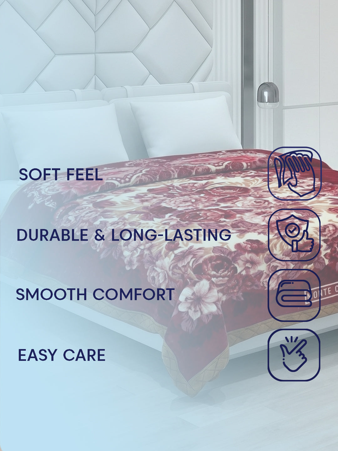 Floral Print Double Bed 2 Ply 750 GSM Blanket for Winter (Super Star), Weight 4 kg