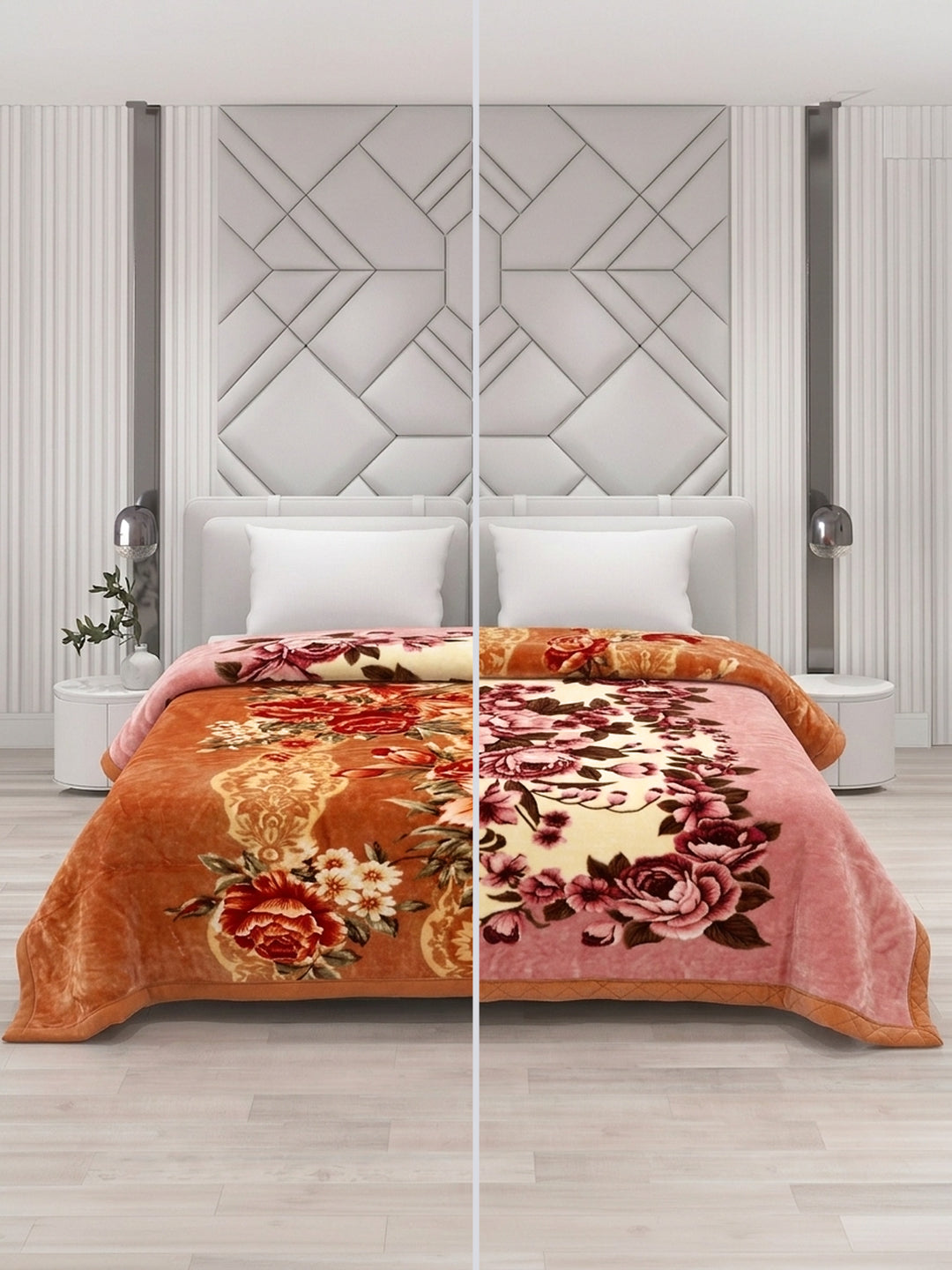 Floral Print Double Bed 2 Ply 750 GSM Blanket for Winter (Super Star), Weight 4 kg