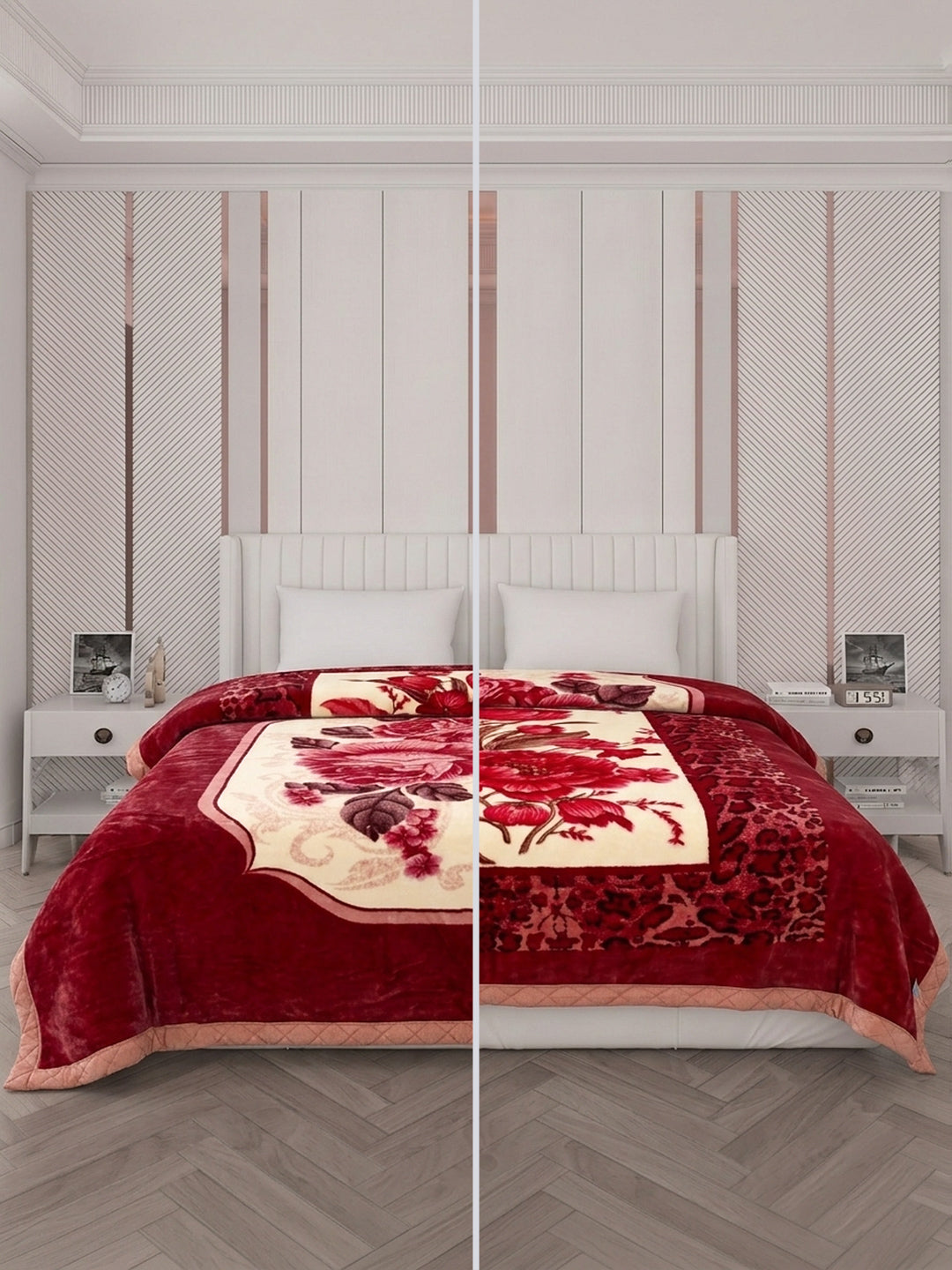 Floral Print Double Bed 2 Ply 750 GSM Blanket for Winter (Super Star), Weight 4 kg