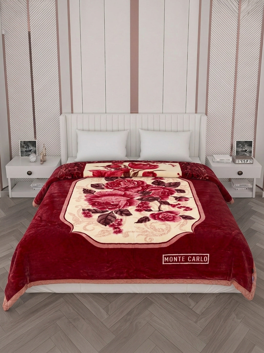 Floral Print Double Bed 2 Ply 750 GSM Blanket for Winter (Super Star), Weight 4 kg