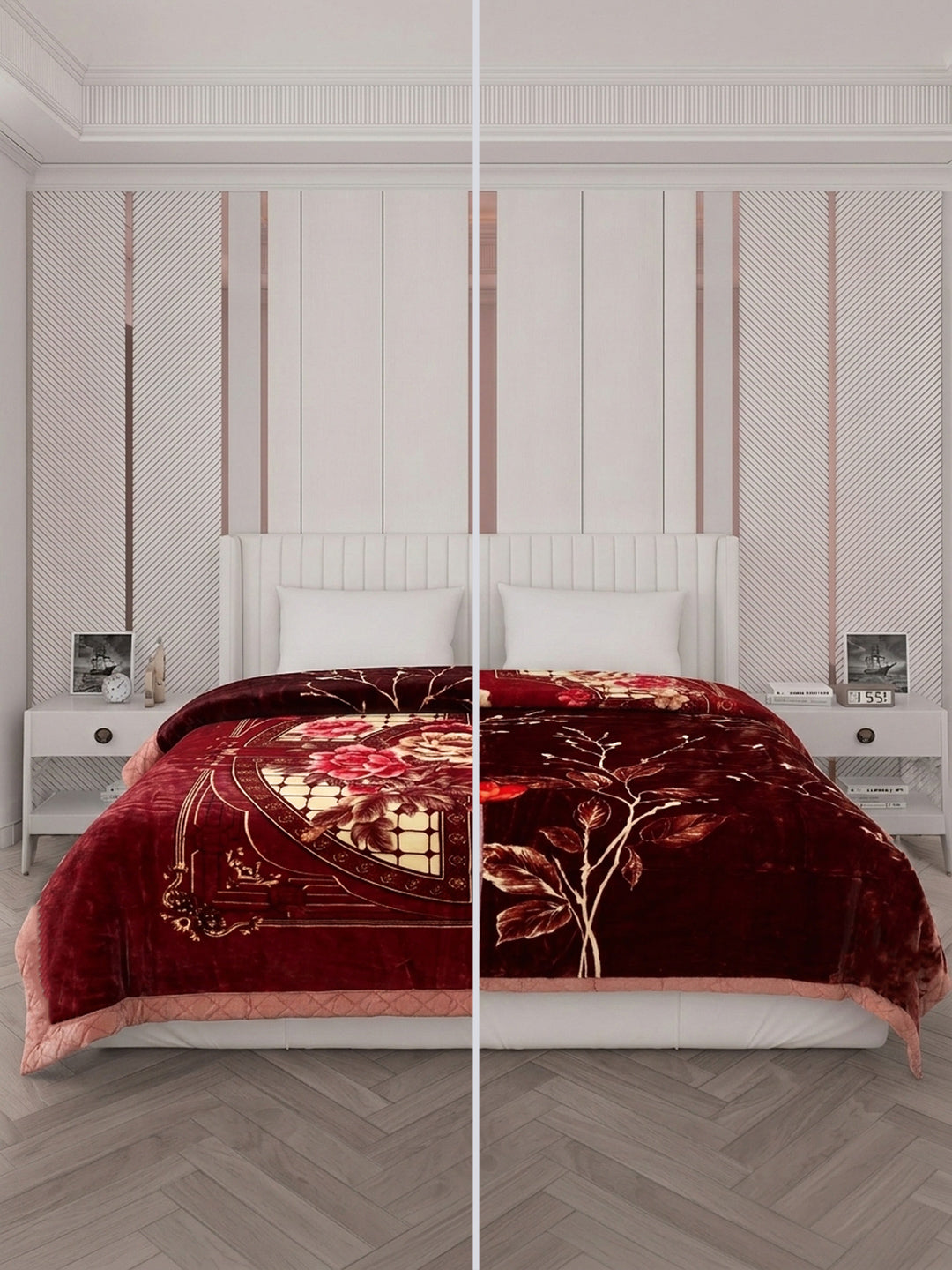 Floral Print Double Bed 2 Ply 750 GSM Blanket for Winter (Super Star), Weight 4 kg