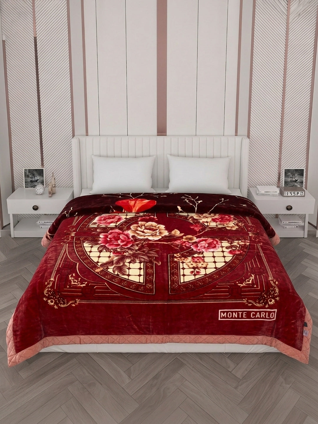 Floral Print Double Bed 2 Ply 750 GSM Blanket for Winter (Super Star), Weight 4 kg