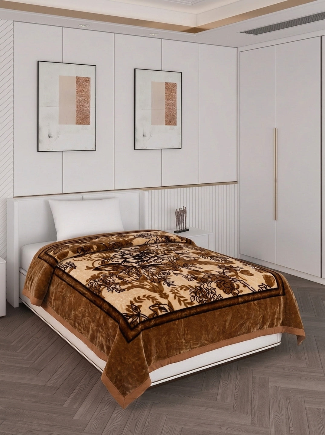 Printed Single Bed 1 Ply 440 GSM Blanket for Winter (Tiva), Weight 1.4 kg