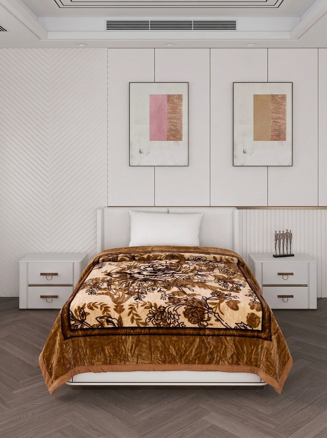 Printed Single Bed 1 Ply 440 GSM Blanket for Winter (Tiva), Weight 1.4 kg
