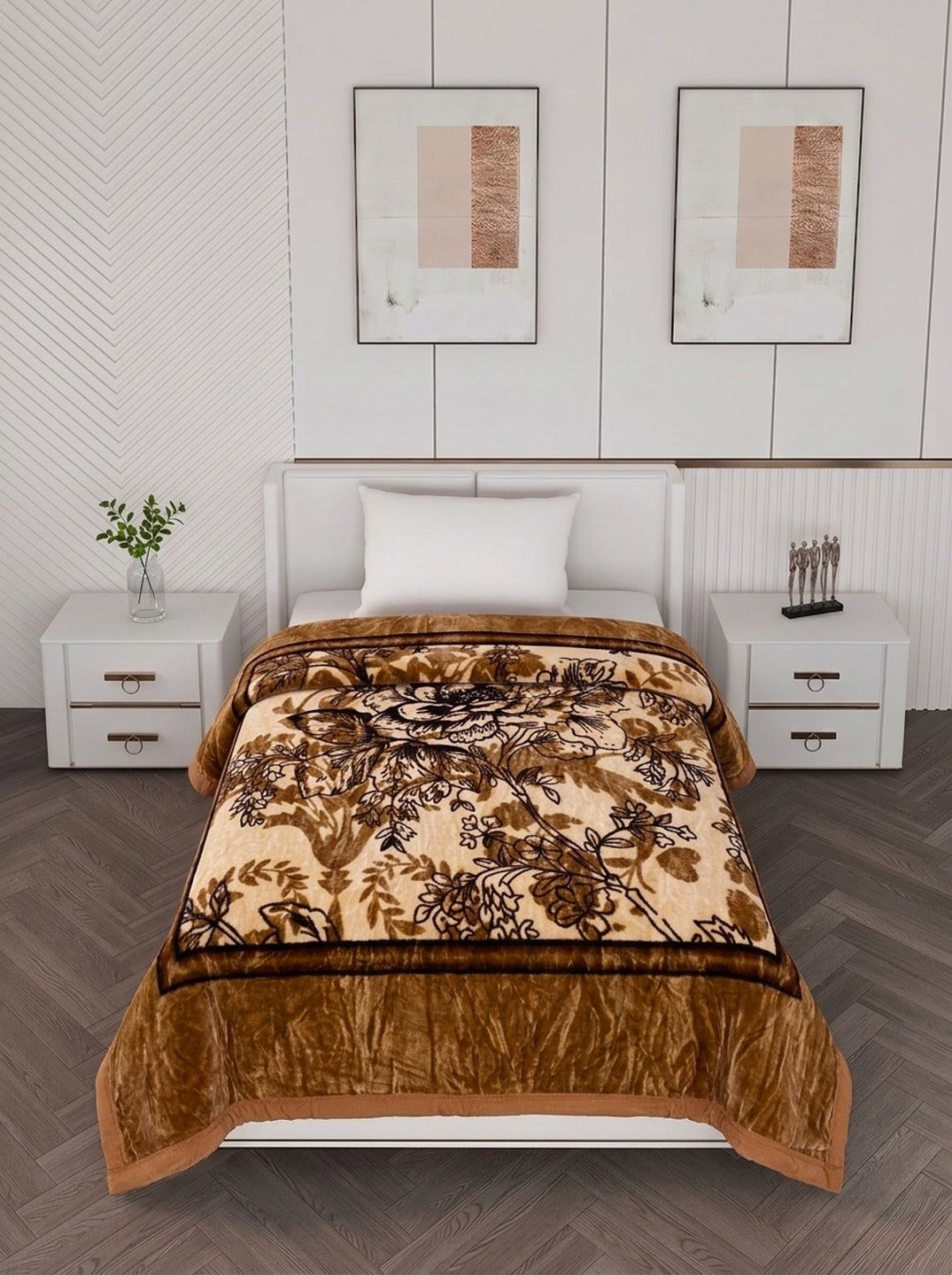 Printed Single Bed 1 Ply 440 GSM Blanket for Winter (Tiva), Weight 1.4 kg