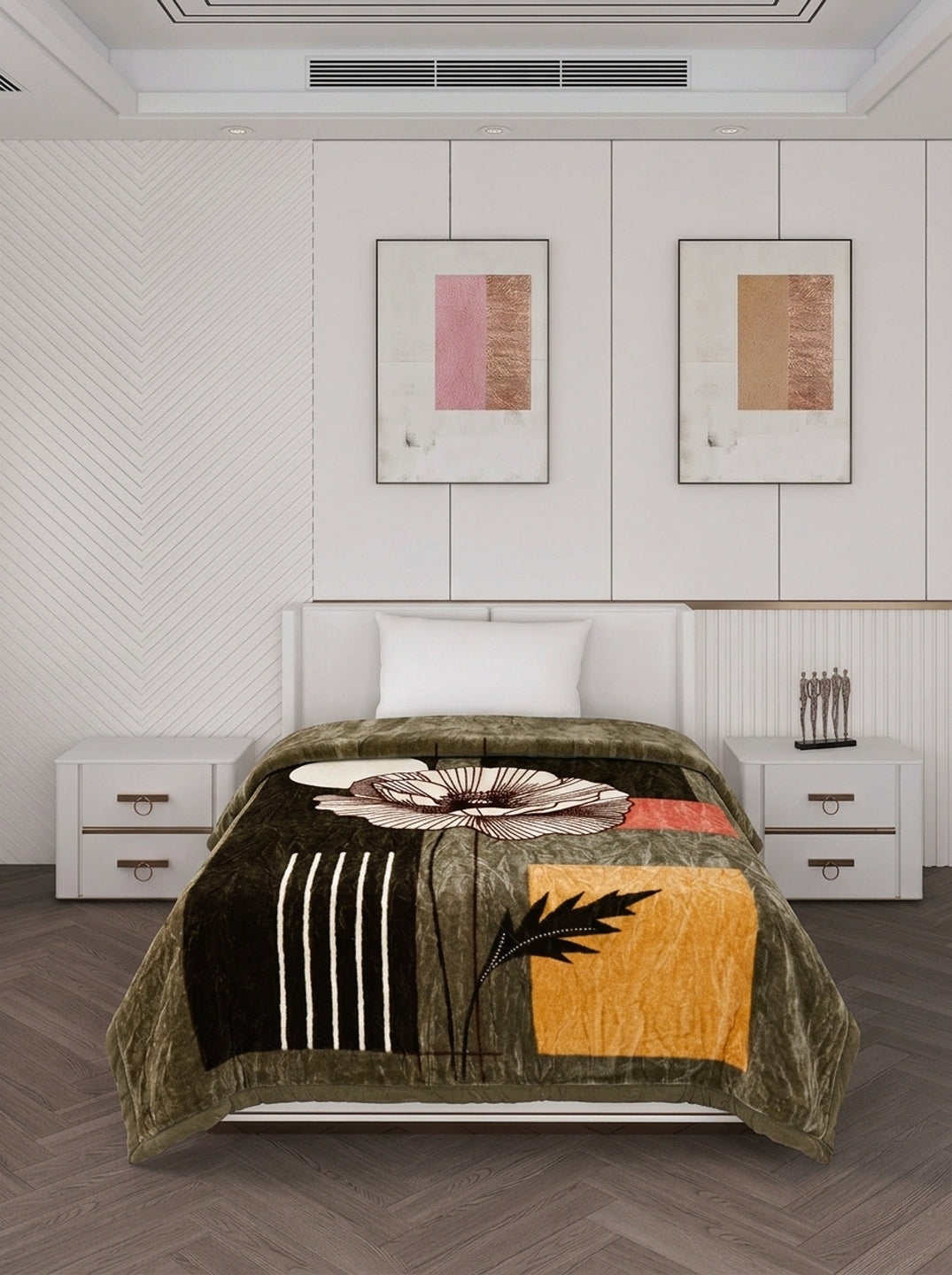 Printed Single Bed 1 Ply 440 GSM Blanket for Winter (Tiva), Weight 1.4 kg
