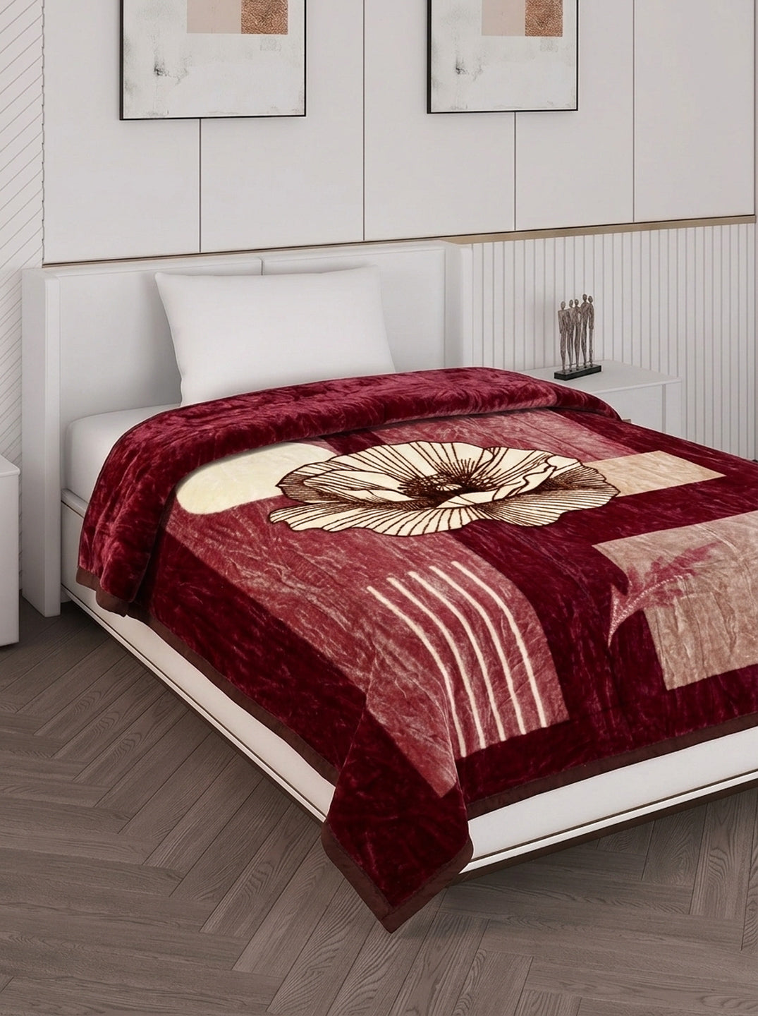 Printed Single Bed 1 Ply 440 GSM Blanket for Winter (Tiva), Weight 1.4 kg