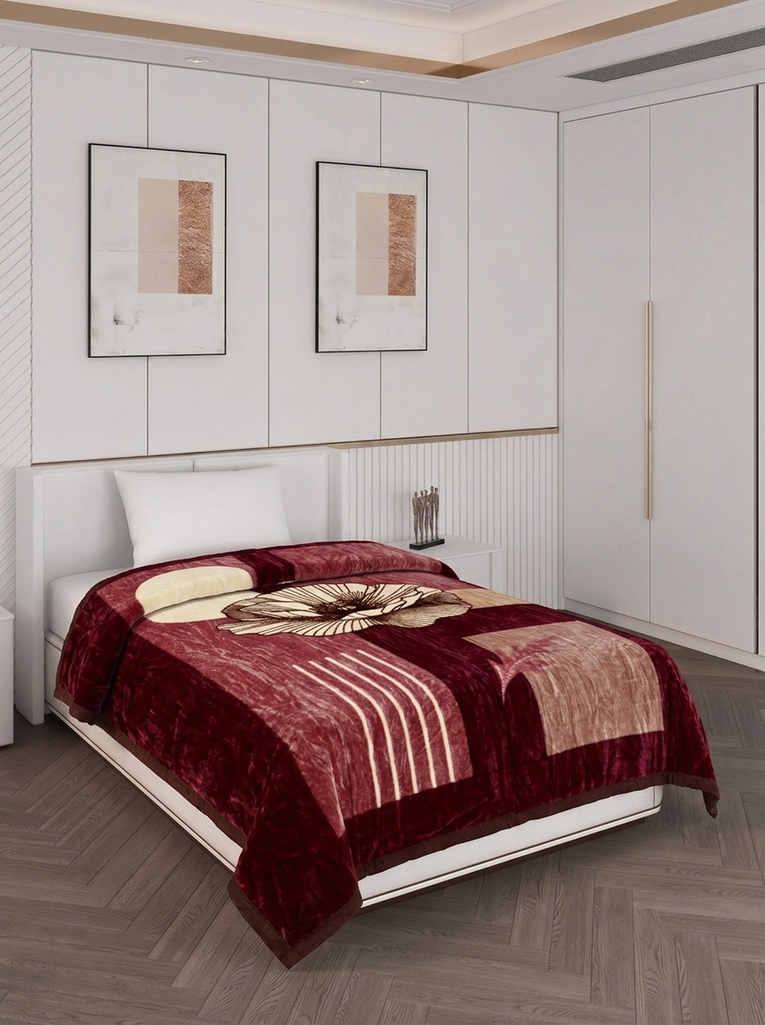 Printed Single Bed 1 Ply 440 GSM Blanket for Winter (Tiva), Weight 1.4 kg