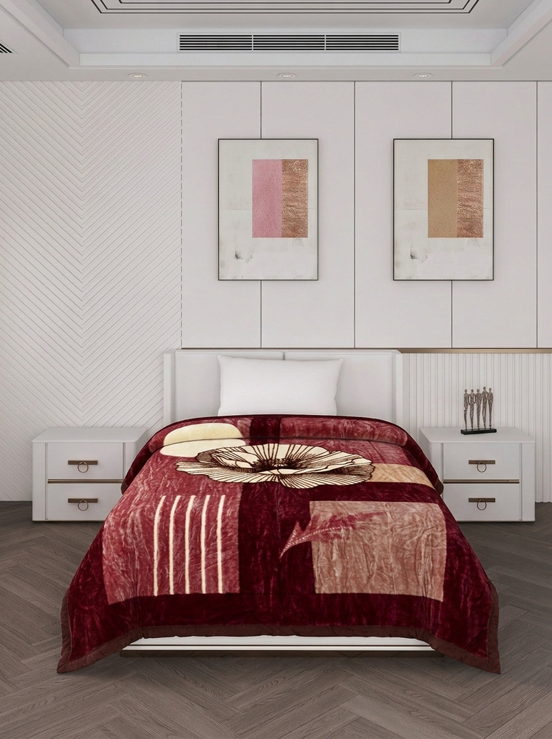 Printed Single Bed 1 Ply 440 GSM Blanket for Winter (Tiva), Weight 1.4 kg