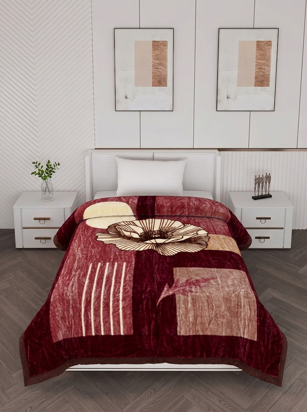 Printed Single Bed 1 Ply 440 GSM Blanket for Winter (Tiva), Weight 1.4 kg