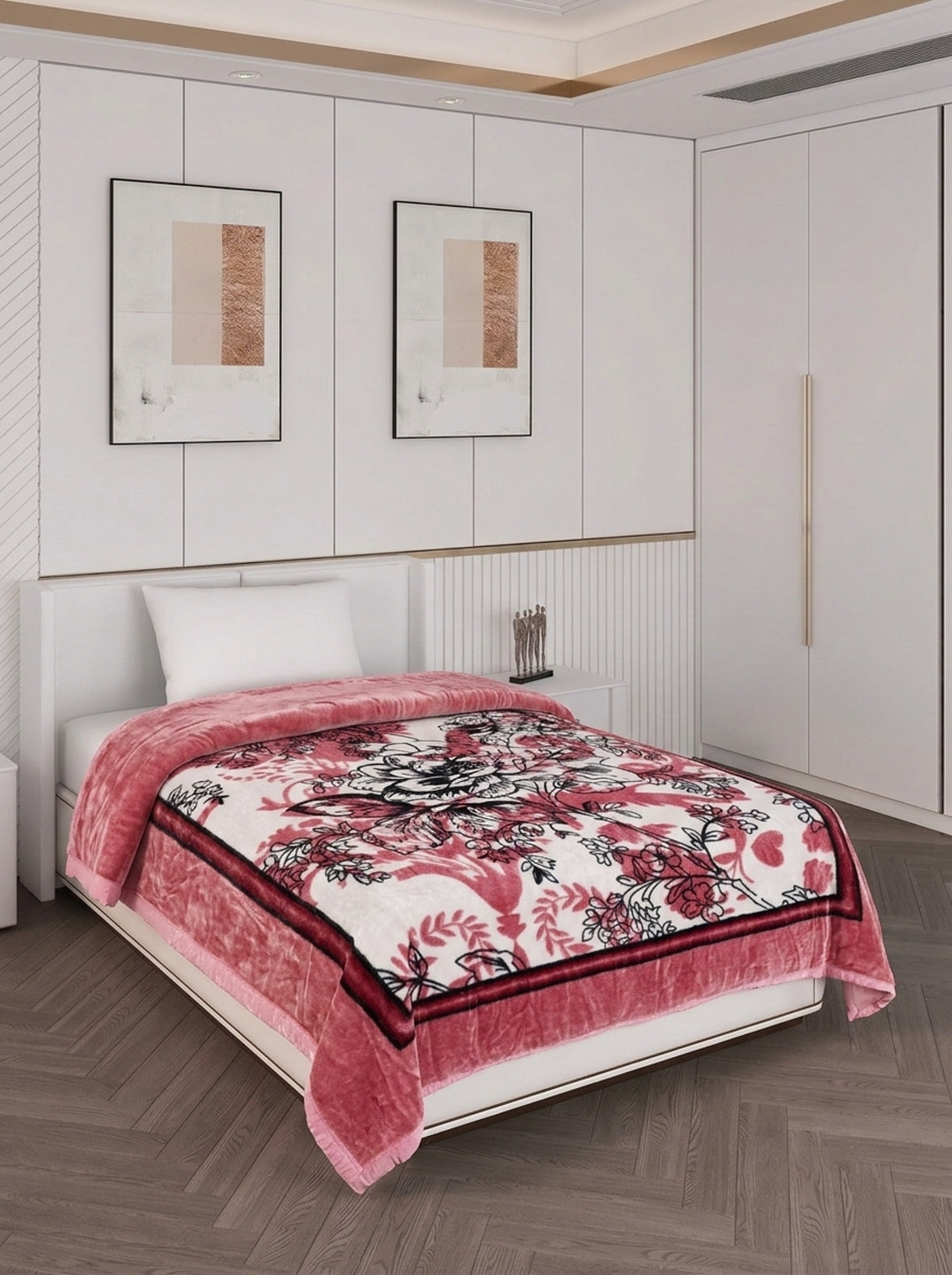 Printed Single Bed 1 Ply 440 GSM Blanket for Winter (Tiva), Weight 1.4 kg