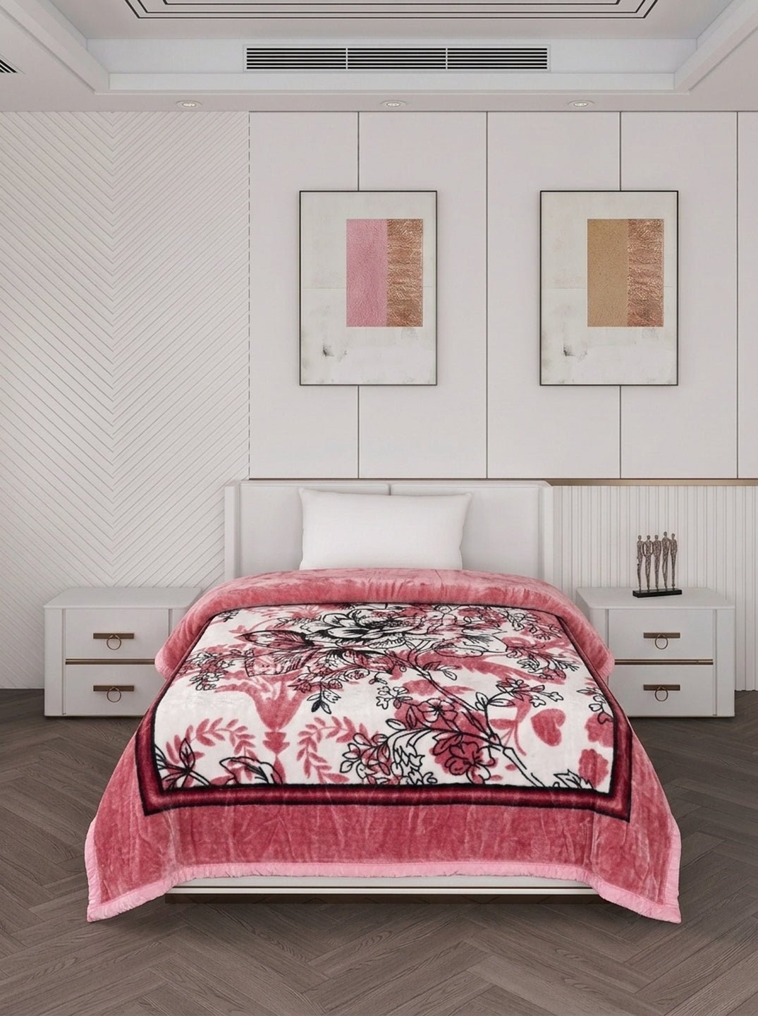 Printed Single Bed 1 Ply 440 GSM Blanket for Winter (Tiva), Weight 1.4 kg