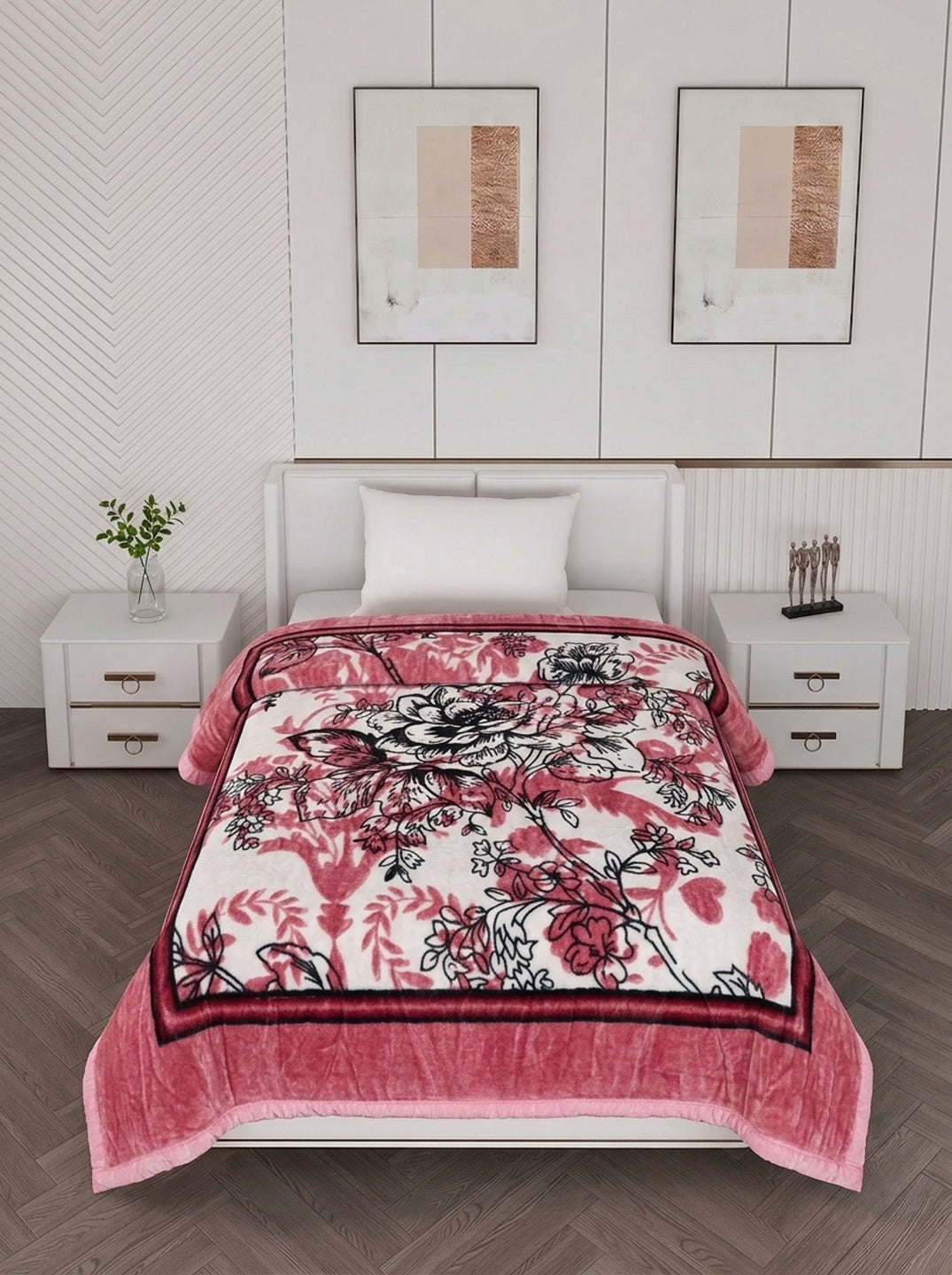 Printed Single Bed 1 Ply 440 GSM Blanket for Winter (Tiva), Weight 1.4 kg