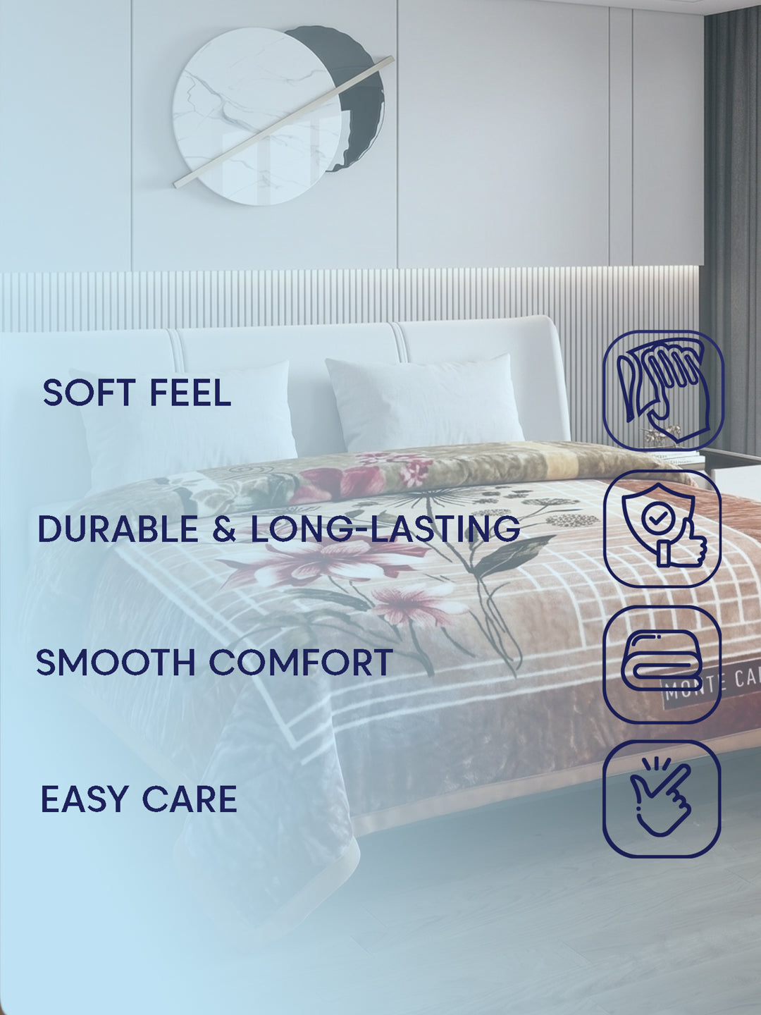 Printed Double Bed 2 Ply 850 GSM Blanket for Winter (Tohfa), Weight 4.5 kg