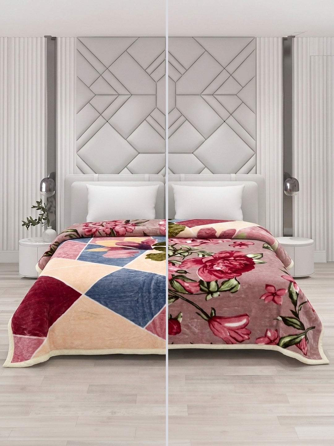 Printed Double Bed 2 Ply 850 GSM Blanket for Winter (Tohfa), Weight 4.5 kg