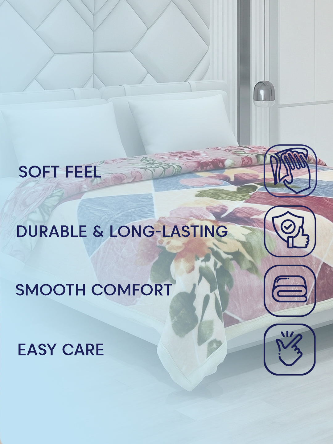 Printed Double Bed 2 Ply 850 GSM Blanket for Winter (Tohfa), Weight 4.5 kg