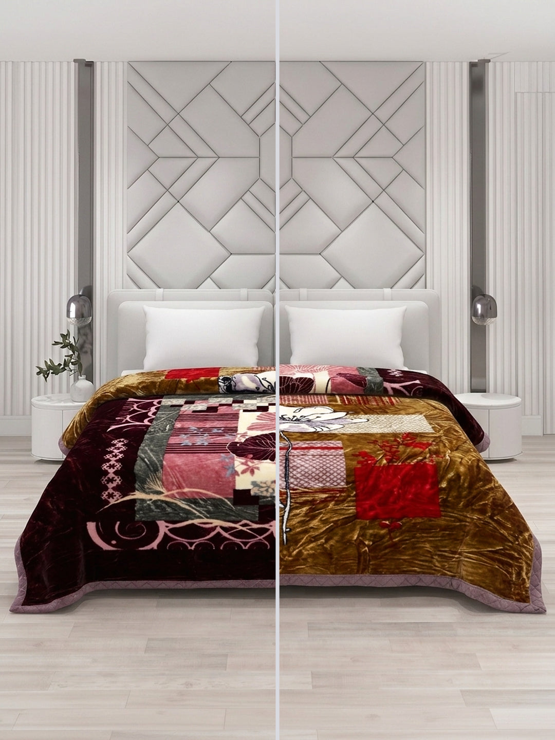 Printed Double Bed 2 Ply 850 GSM Blanket for Winter (Tohfa), Weight 4.5 kg