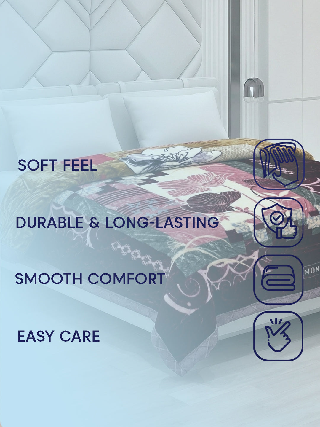 Printed Double Bed 2 Ply 850 GSM Blanket for Winter (Tohfa), Weight 4.5 kg