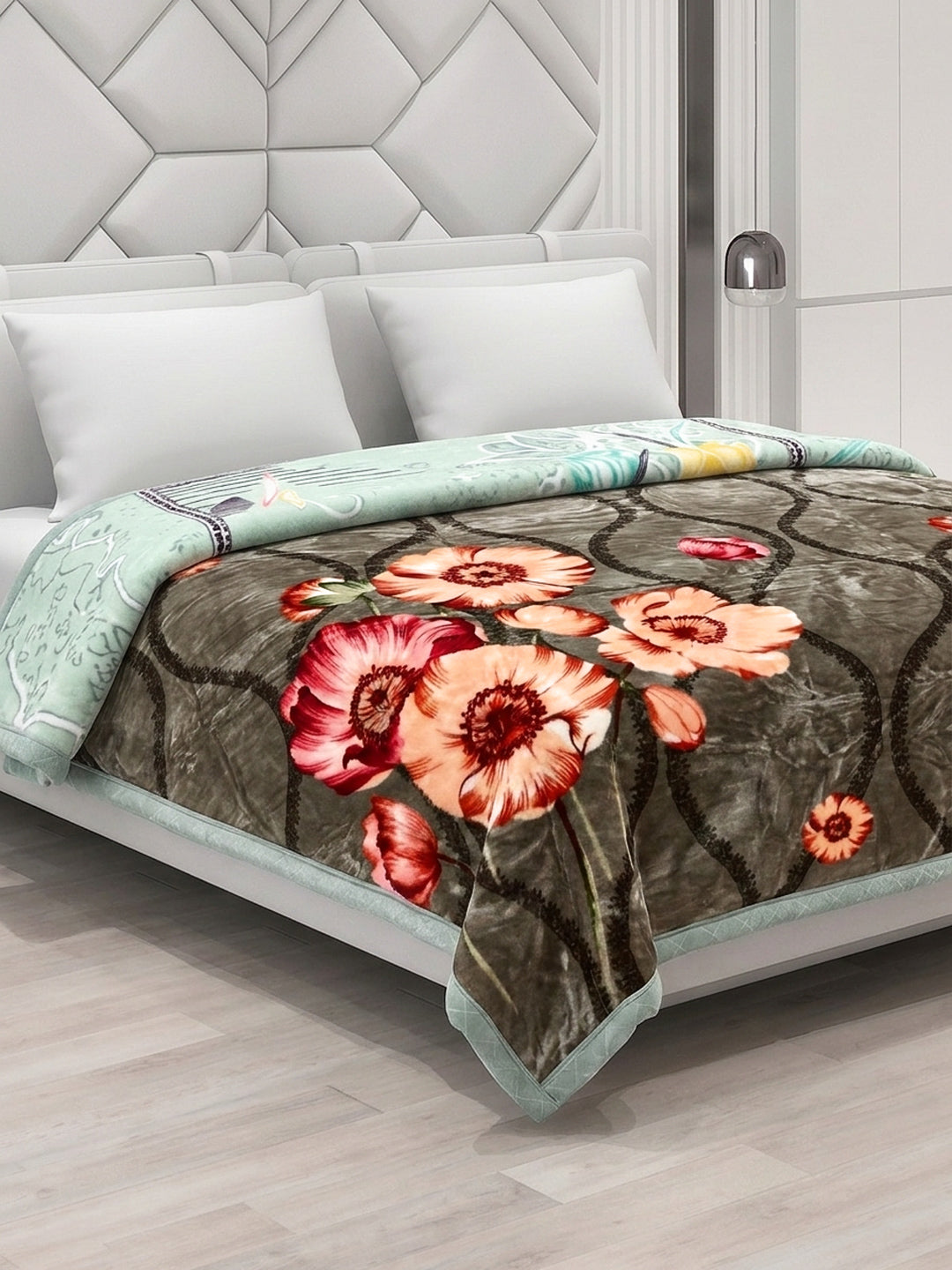 Printed Double Bed 2 Ply 850 GSM Blanket for Winter (Tohfa), Weight 4.5 kg