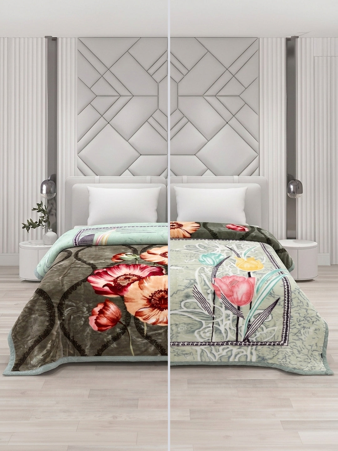 Printed Double Bed 2 Ply 850 GSM Blanket for Winter (Tohfa), Weight 4.5 kg