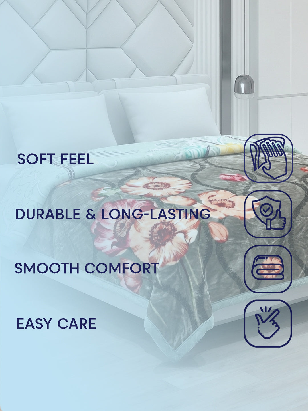 Printed Double Bed 2 Ply 850 GSM Blanket for Winter (Tohfa), Weight 4.5 kg