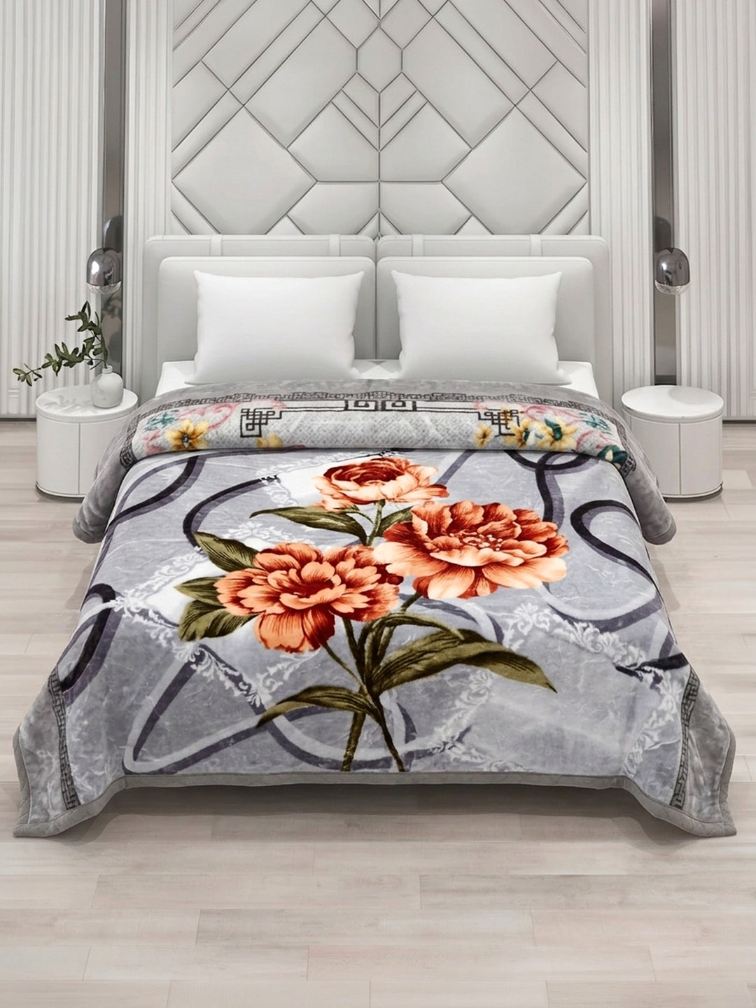 Printed Double Bed 2 Ply 850 GSM Blanket for Winter (Tohfa), Weight 4.5 kg