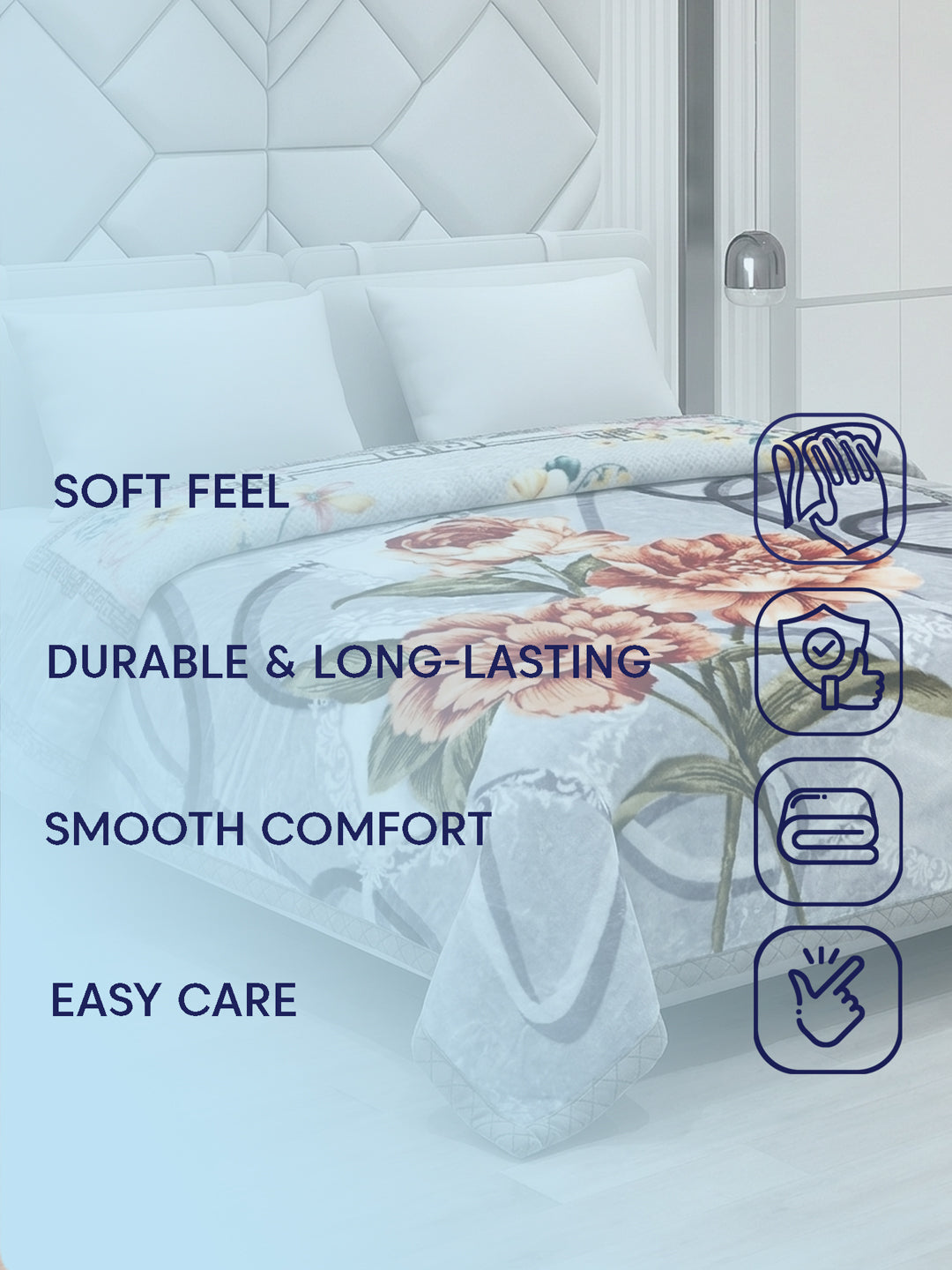 Printed Double Bed 2 Ply 850 GSM Blanket for Winter (Tohfa), Weight 4.5 kg