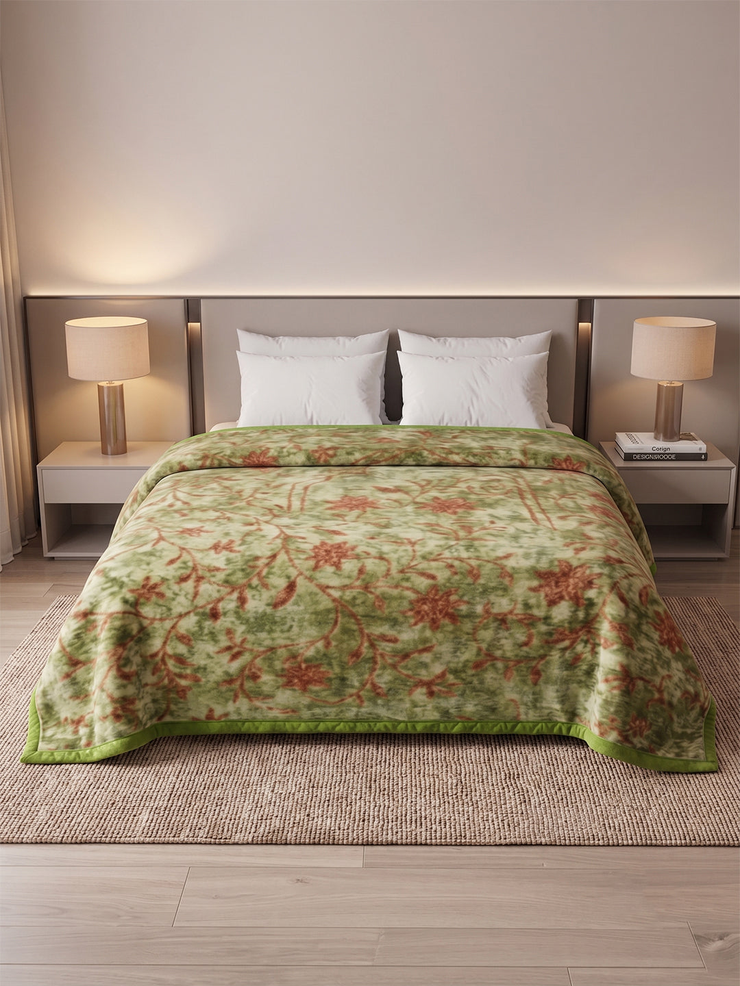 Printed Double Bed 2 Ply 550 GSM Blanket for Winter (Tradition), Weight 3 kg