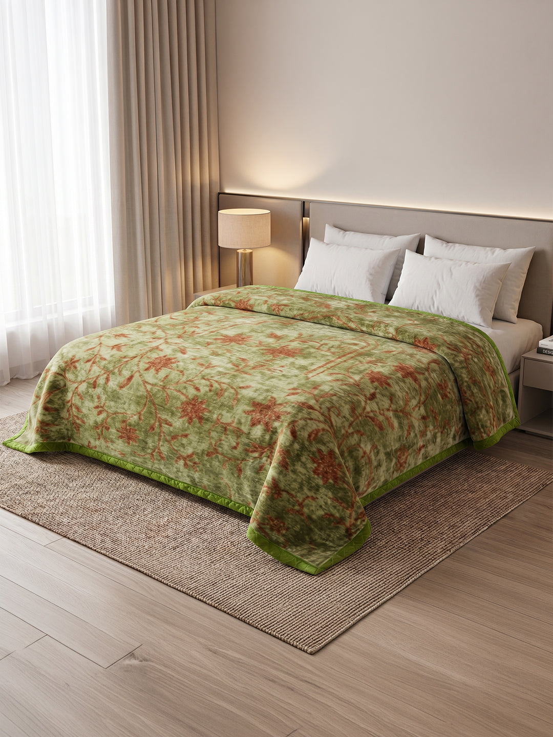 Printed Double Bed 2 Ply 550 GSM Blanket for Winter (Tradition), Weight 3 kg
