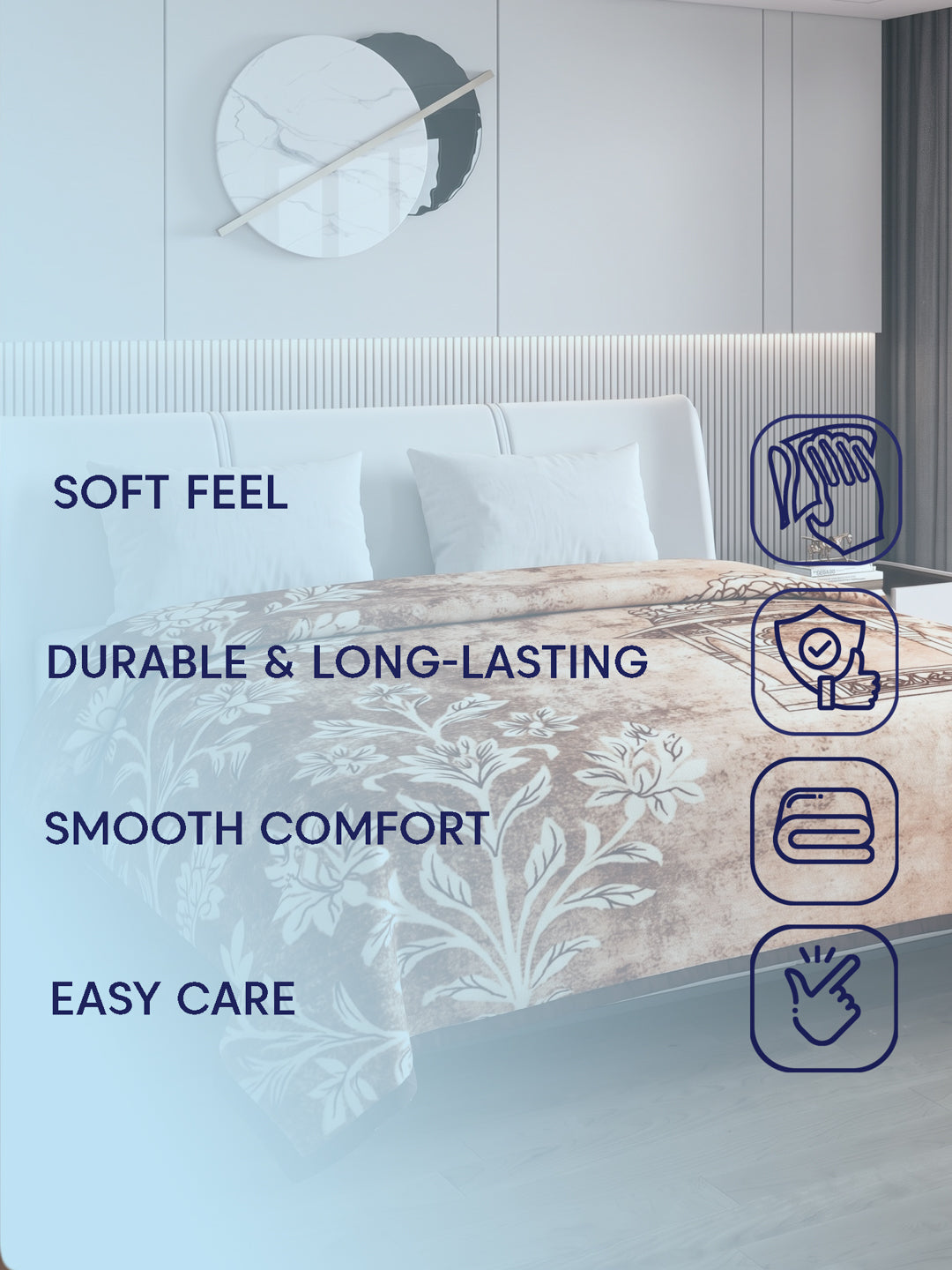 Printed Double Bed 2 Ply 550 GSM Blanket for Winter (Tradition), Weight 3 kg