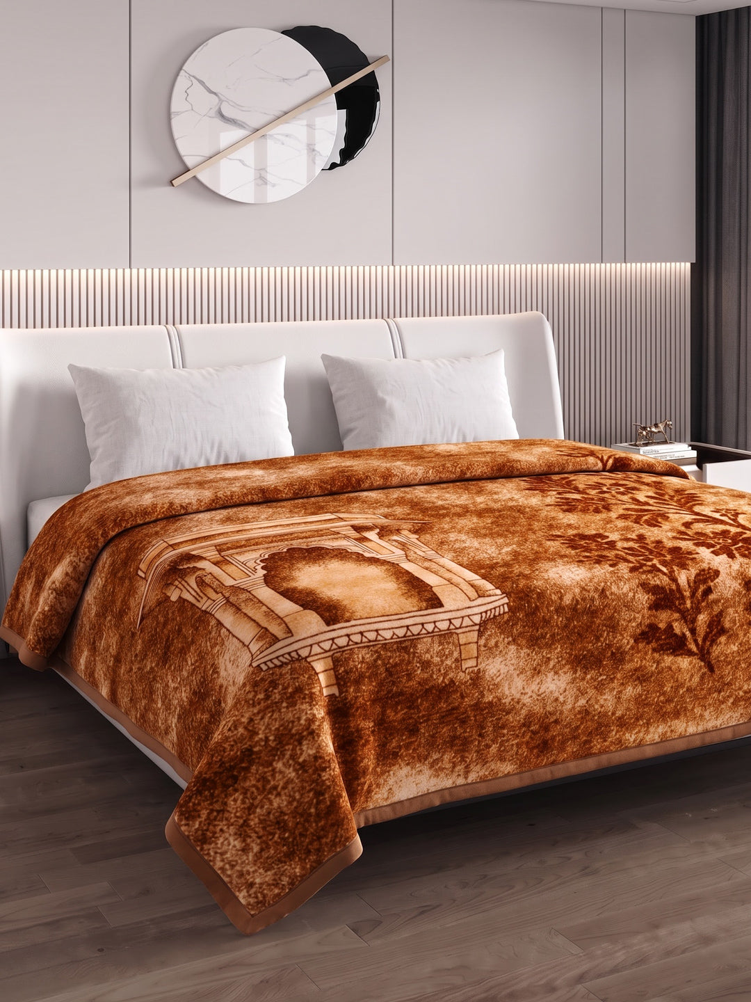 Printed Double Bed 2 Ply 550 GSM Blanket for Winter (Tradition), Weight 3 kg