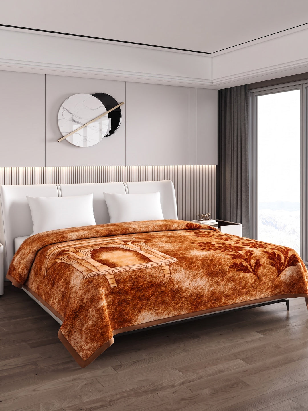 Printed Double Bed 2 Ply 550 GSM Blanket for Winter (Tradition), Weight 3 kg
