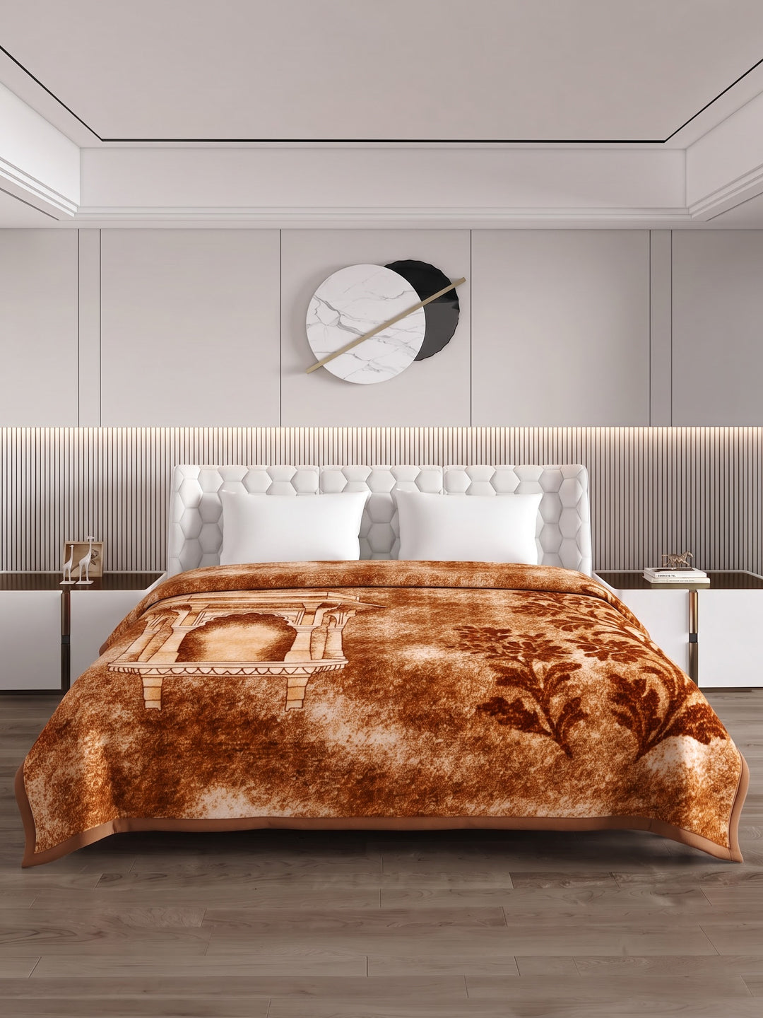 Printed Double Bed 2 Ply 550 GSM Blanket for Winter (Tradition), Weight 3 kg