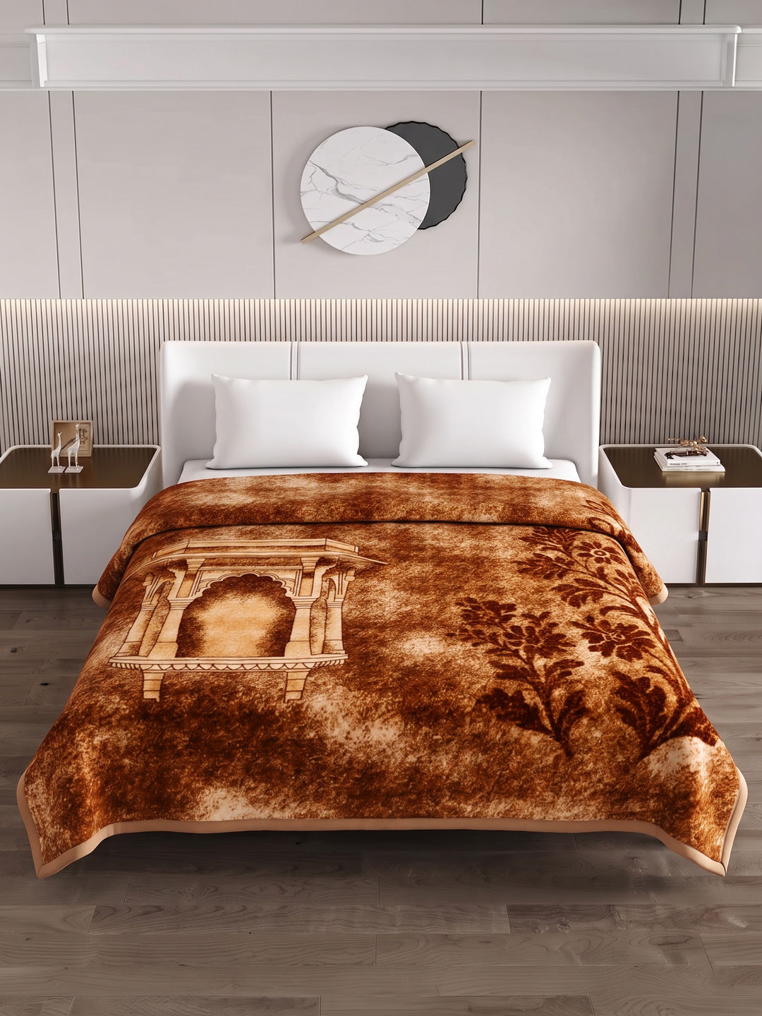 Printed Double Bed 2 Ply 550 GSM Blanket for Winter (Tradition), Weight 3 kg