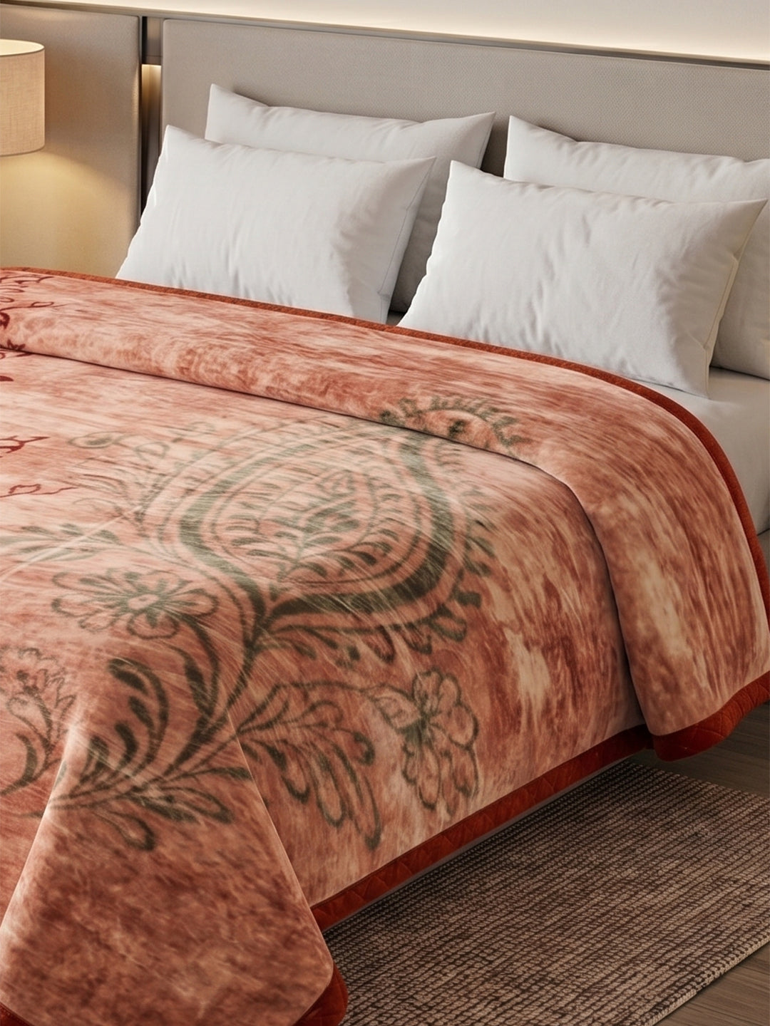 Printed Double Bed 2 Ply 550 GSM Blanket for Winter (Tradition), Weight 3 kg