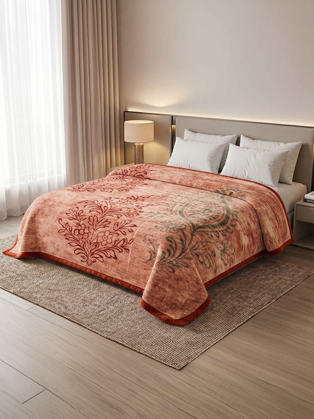 Printed Double Bed 2 Ply 550 GSM Blanket for Winter (Tradition), Weight 3 kg