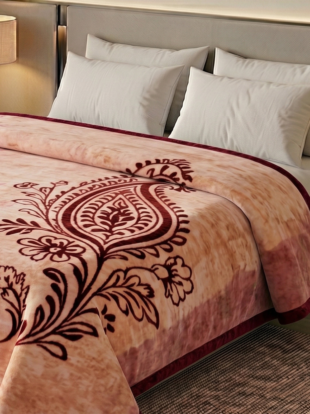 Printed Double Bed 2 Ply 550 GSM Blanket for Winter (Tradition), Weight 3 kg