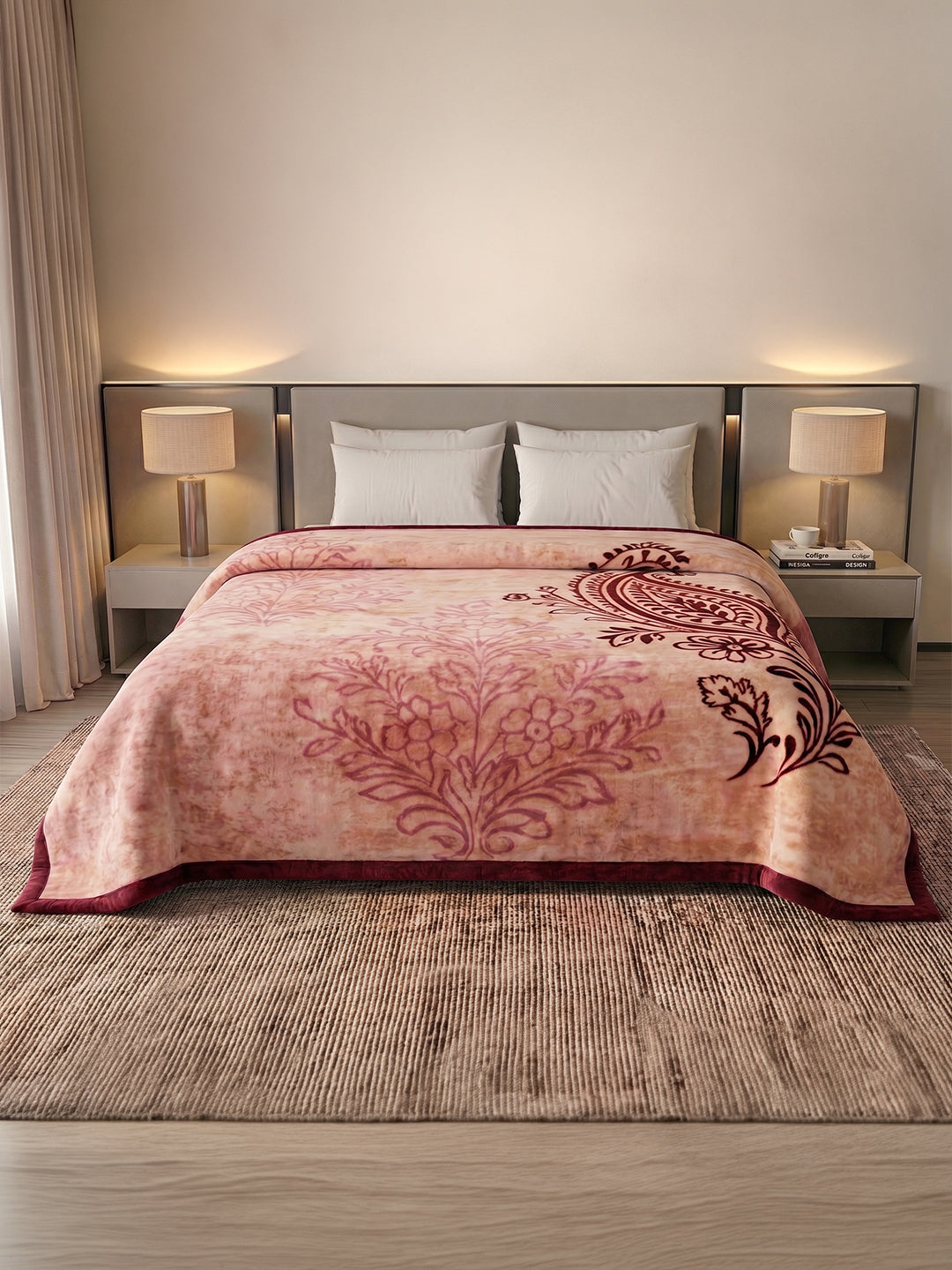 Printed Double Bed 2 Ply 550 GSM Blanket for Winter (Tradition), Weight 3 kg