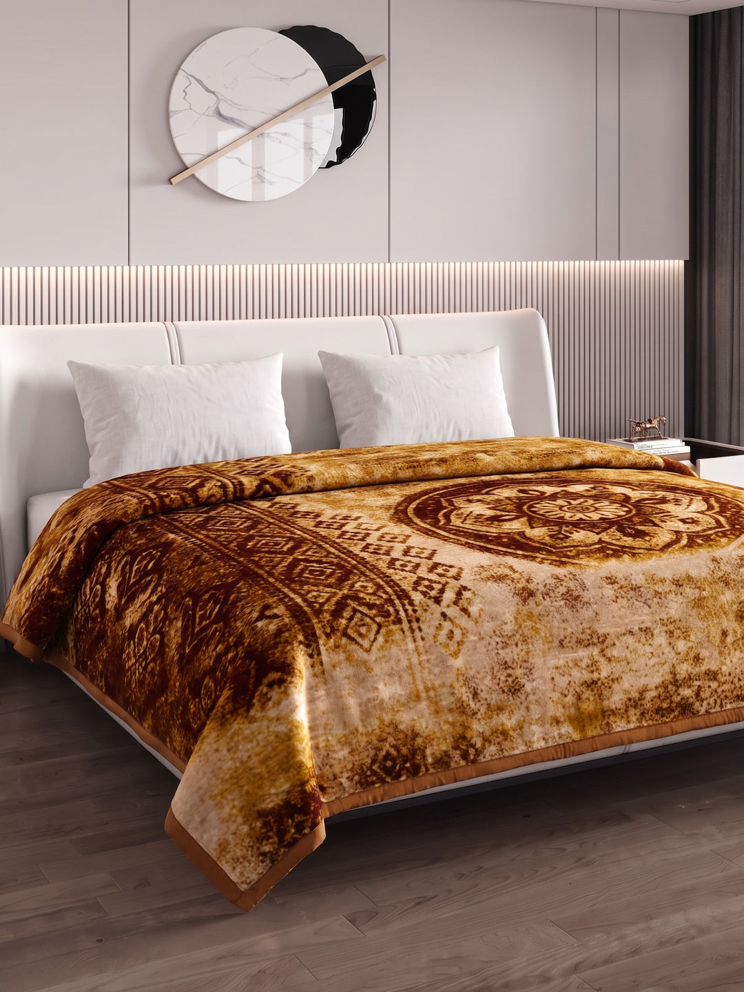 Printed Double Bed 2 Ply 550 GSM Blanket for Winter (Tradition), Weight 3 kg
