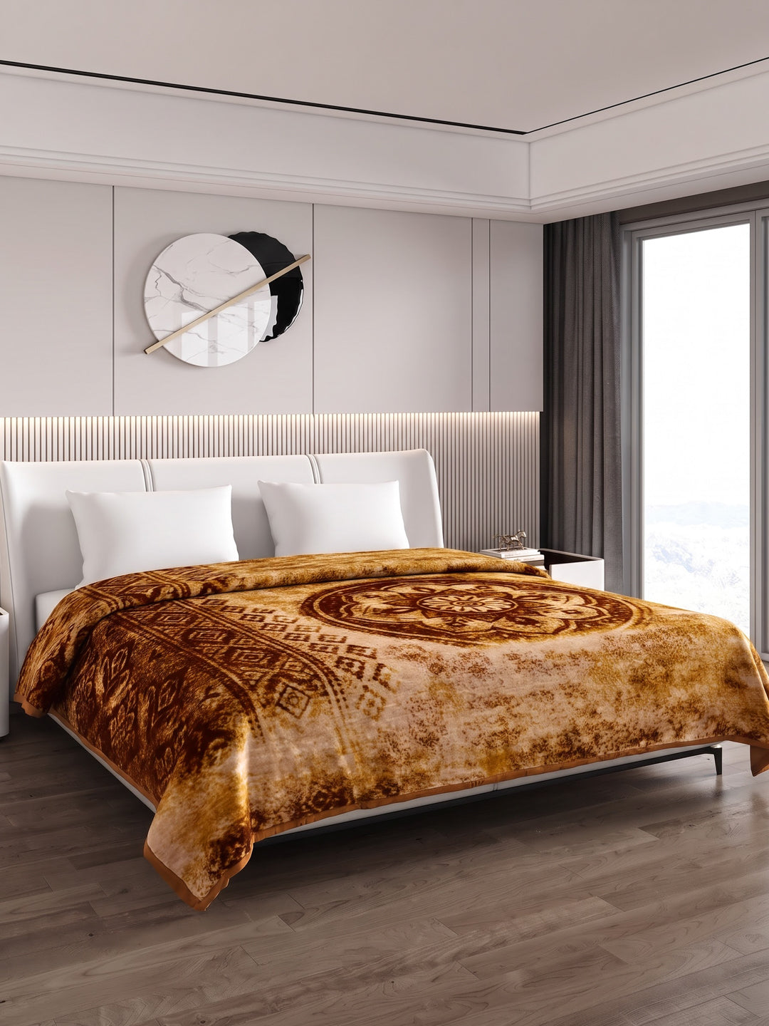 Printed Double Bed 2 Ply 550 GSM Blanket for Winter (Tradition), Weight 3 kg