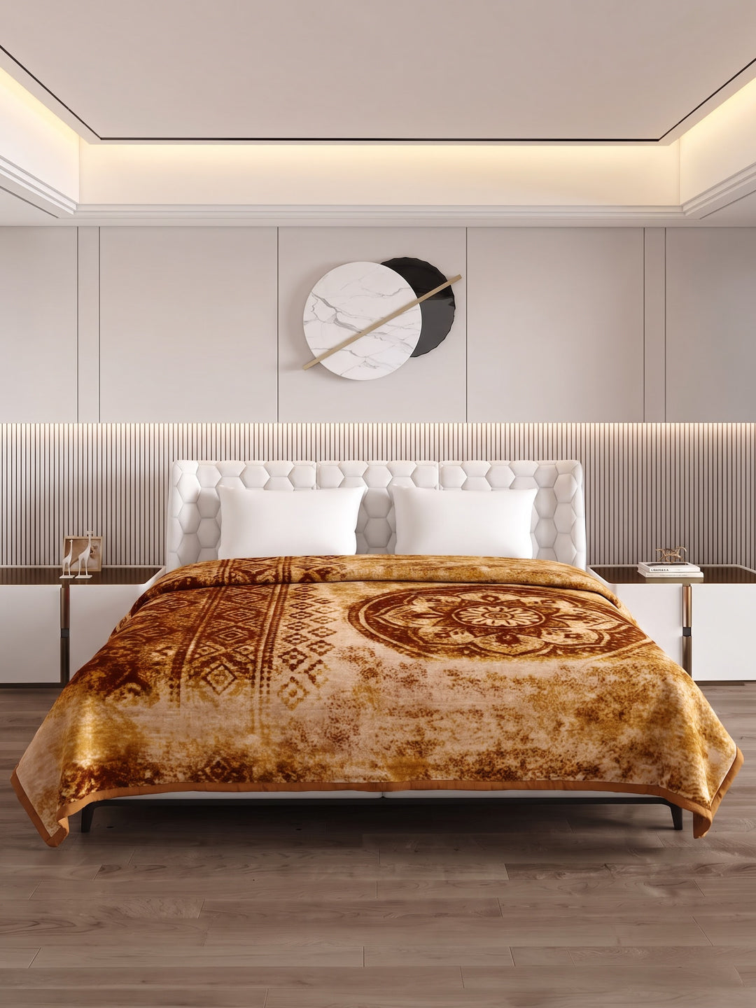 Printed Double Bed 2 Ply 550 GSM Blanket for Winter (Tradition), Weight 3 kg