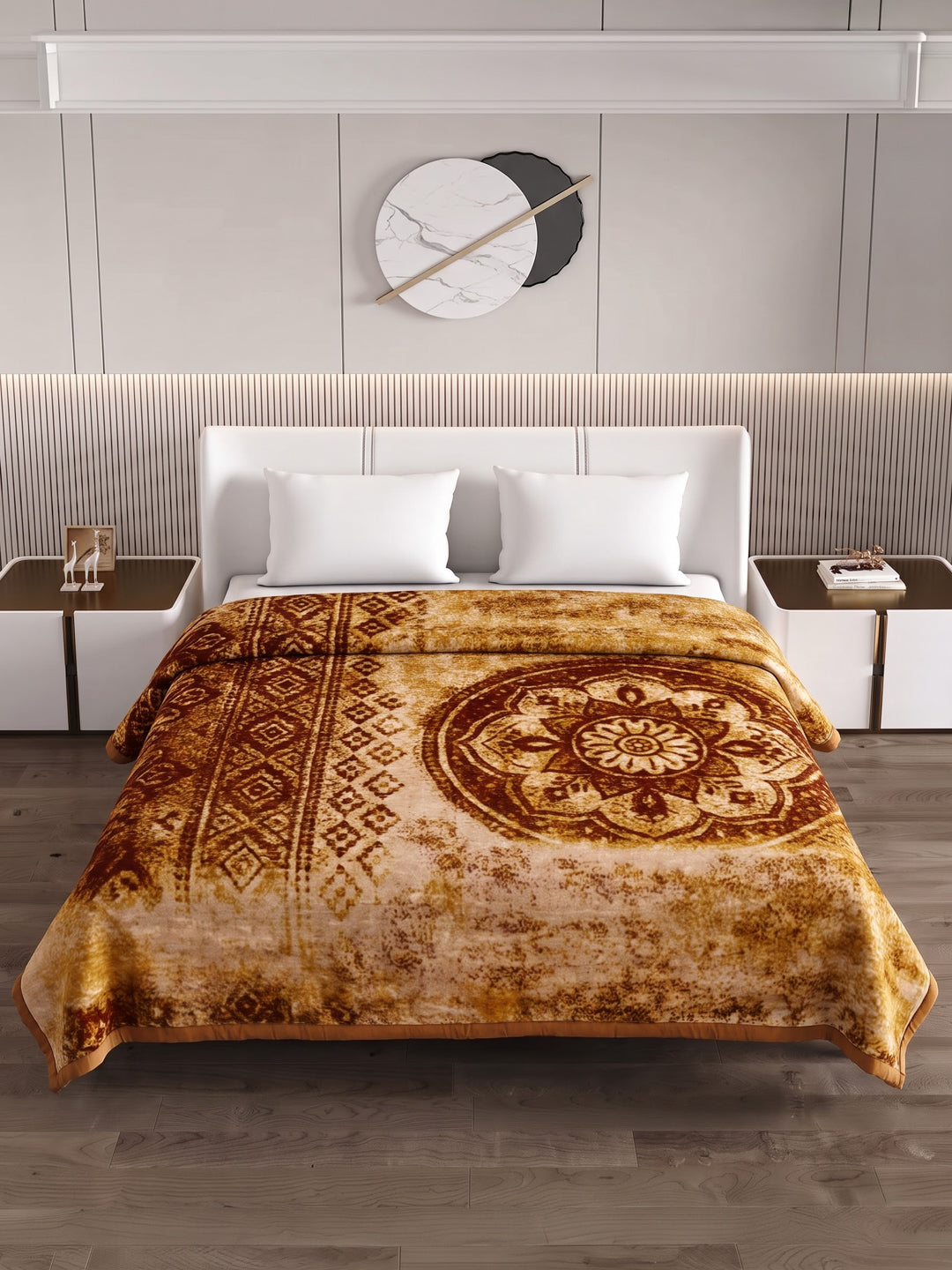 Printed Double Bed 2 Ply 550 GSM Blanket for Winter (Tradition), Weight 3 kg