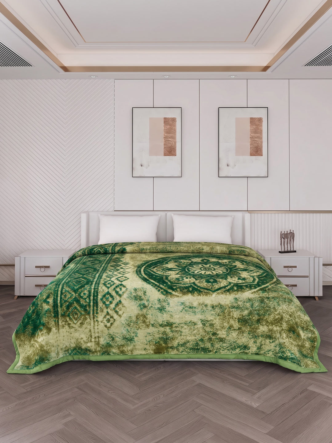 Printed Double Bed 2 Ply 550 GSM Blanket for Winter (Tradition), Weight 3 kg