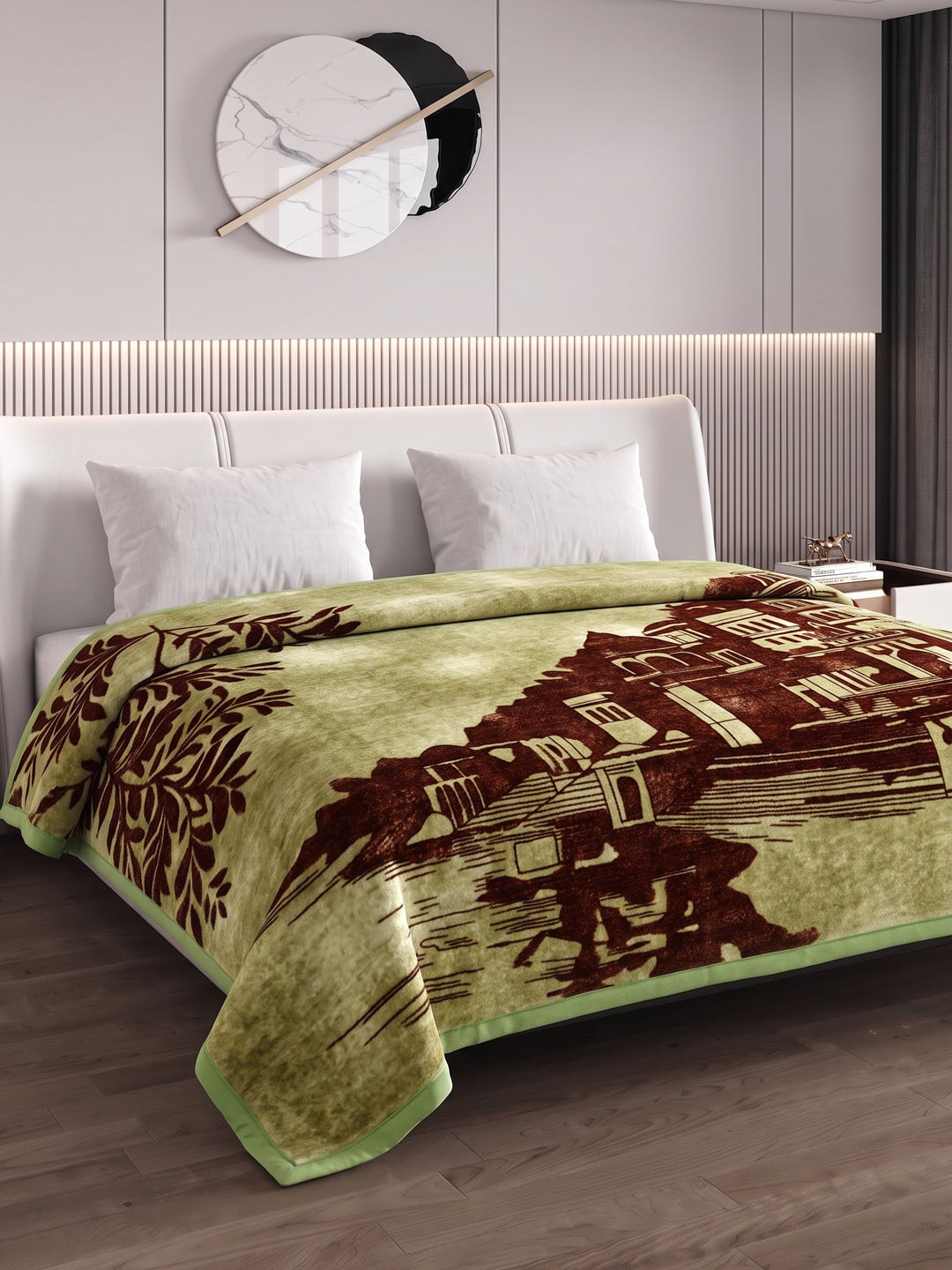 Printed Double Bed 2 Ply 550 GSM Blanket for Winter (Tradition), Weight 3 kg