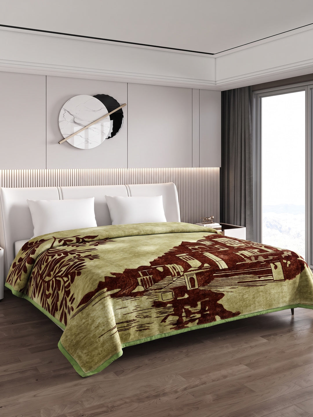 Printed Double Bed 2 Ply 550 GSM Blanket for Winter (Tradition), Weight 3 kg