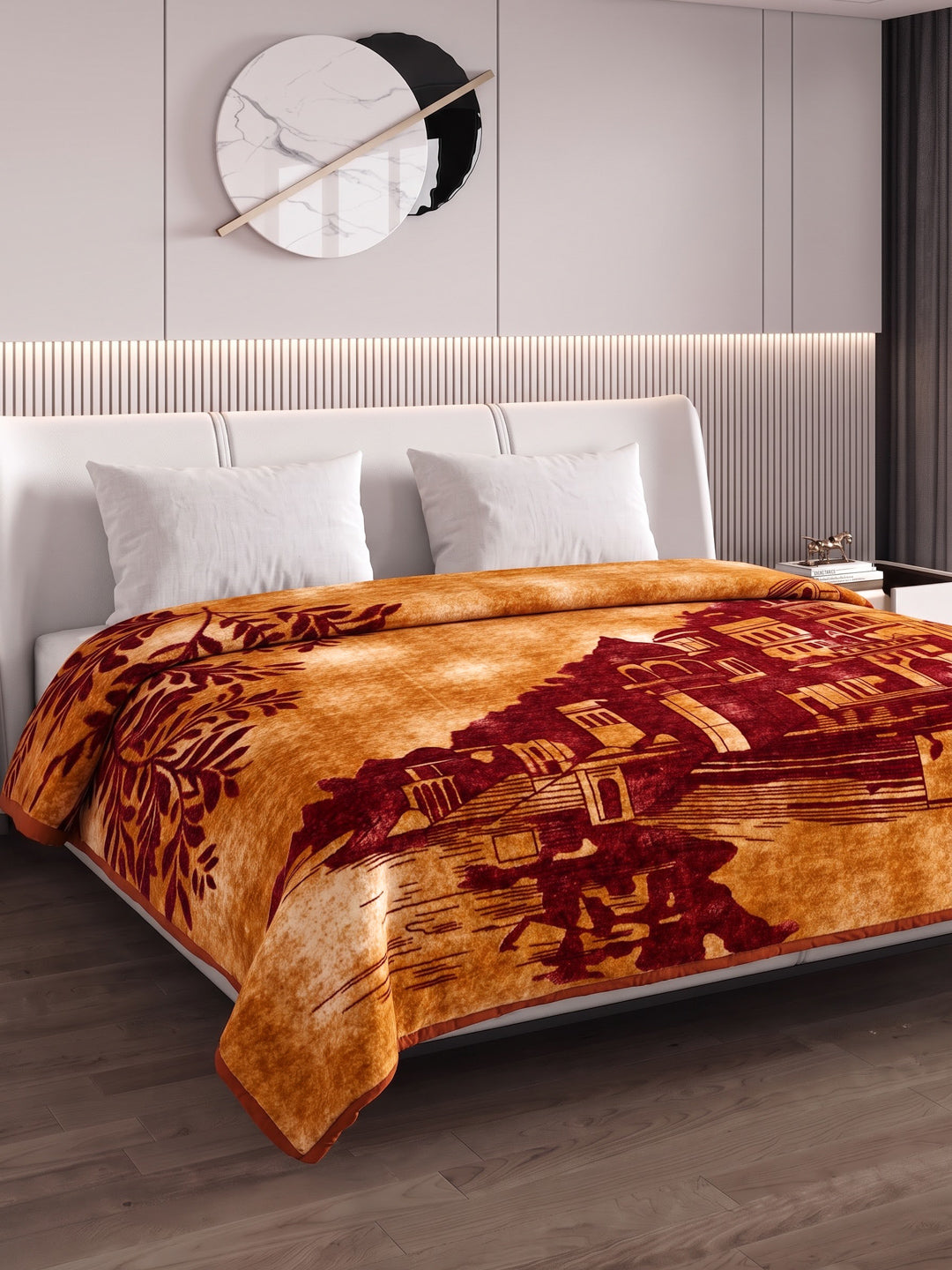Printed Double Bed 2 Ply 550 GSM Blanket for Winter (Tradition), Weight 3 kg