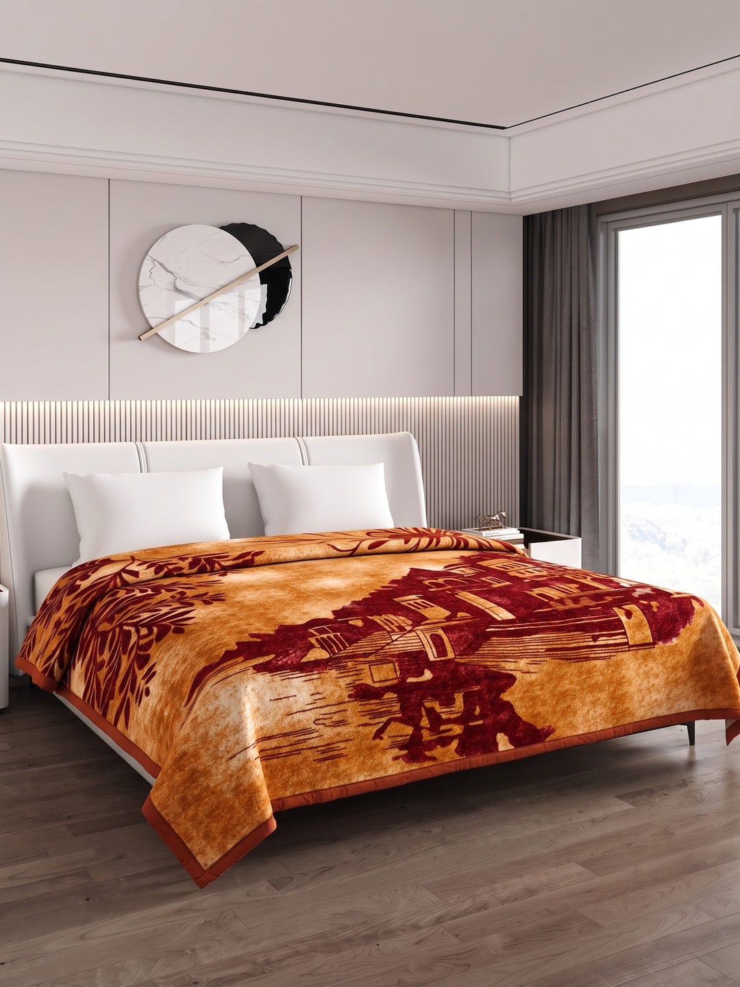 Printed Double Bed 2 Ply 550 GSM Blanket for Winter (Tradition), Weight 3 kg