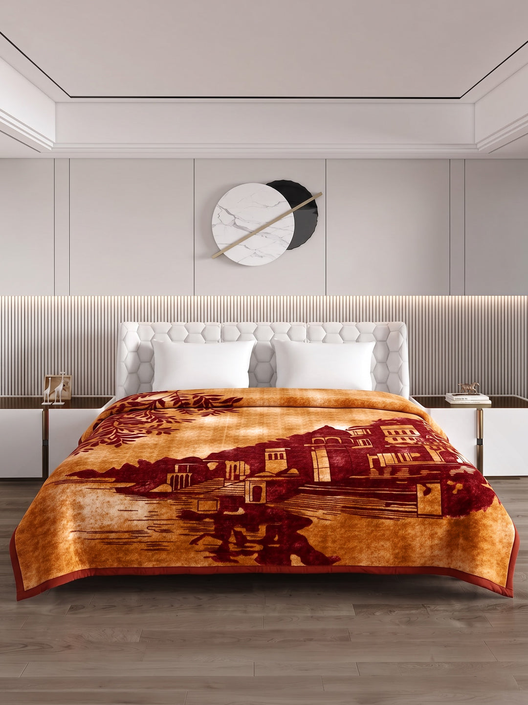 Printed Double Bed 2 Ply 550 GSM Blanket for Winter (Tradition), Weight 3 kg